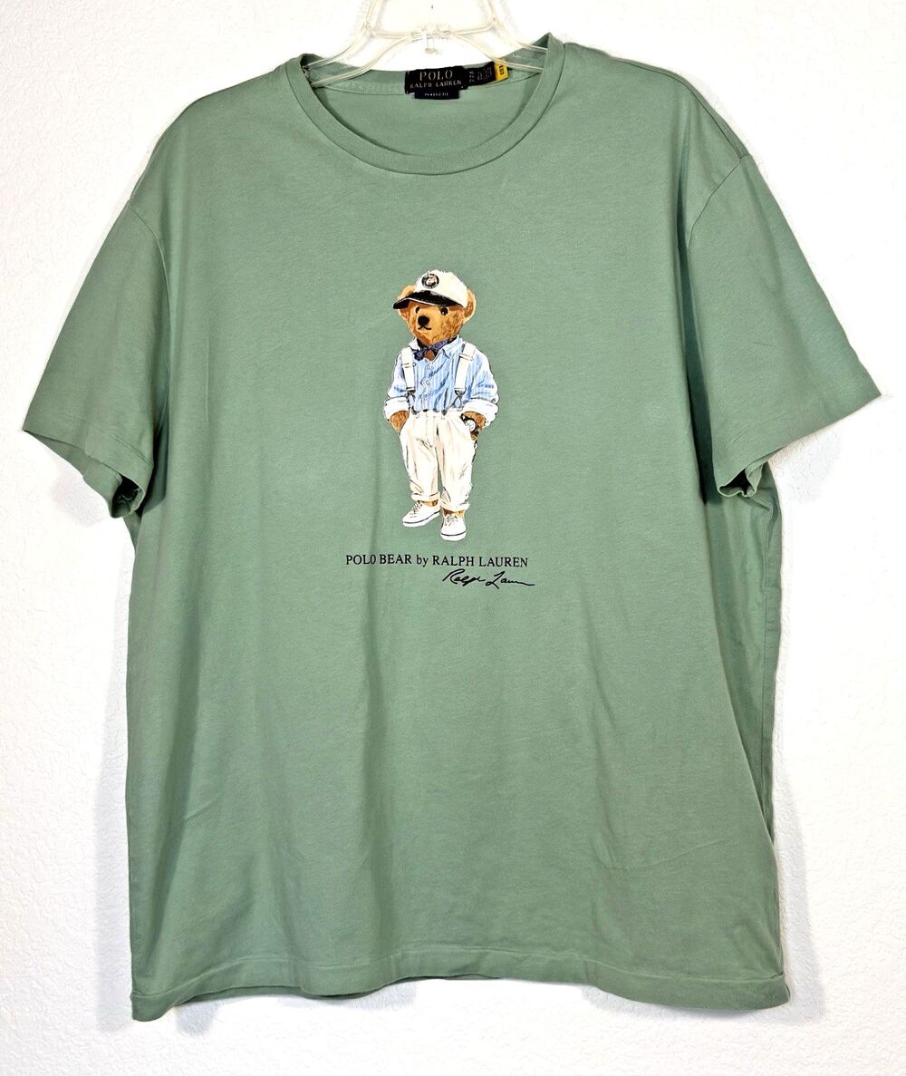 Polo Ralph Lauren Polo Bear T Shirt Mens XL Green Classic Fit Cotton Preppy